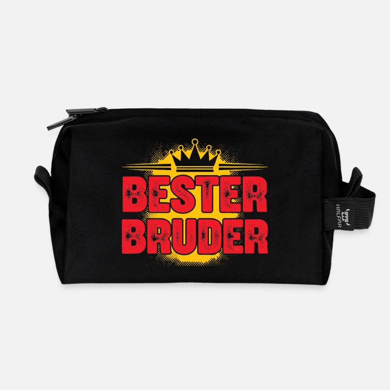 Bester Bruder Krone Retro Look - Recycelte Kulturtasche - Schwarz