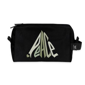 Peace Graffiti with Heart Green - Recycled Toiletry Zip Bag - black - Front