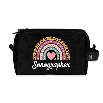 Herz Regenbogen Sonografie Motiv - Recycelte Kulturtasche - Schwarz - Vorne