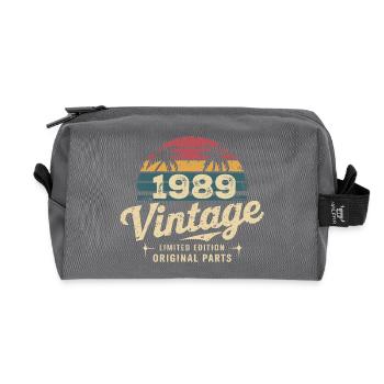 1989 - Recycled Toiletry Zip Bag - anthracite - Front