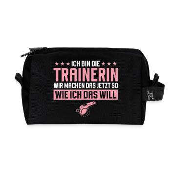 Trainer Funny Gift Sports Fitness Saying - Recycled Toiletry Zip Bag - black - Front