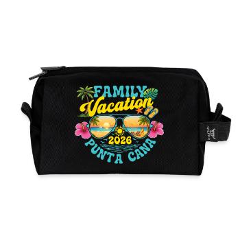 Voyage de croisière rétro en vacances en famille à Punta Cana 2026 - Trousse de toilette en tissu recyclé - noir - Devant