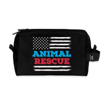 American Flag Animal Rescue Volunteer Shelter - Recycled Toiletry Zip Bag - black - Front