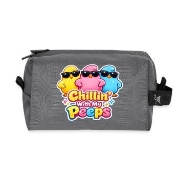 Chick, Spring, Flowers, Summer, Easter, Garden - Recycled Toiletry Zip Bag - anthracite - Front