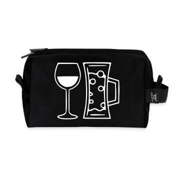 Wine Wine Glass Red Wine White Wine - Recycled Toiletry Zip Bag - black - Front