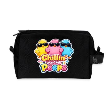 Relaxer avec mes gars Joyeuses Pâques Pâques Poussin - Trousse de toilette en tissu recyclé - noir - Devant