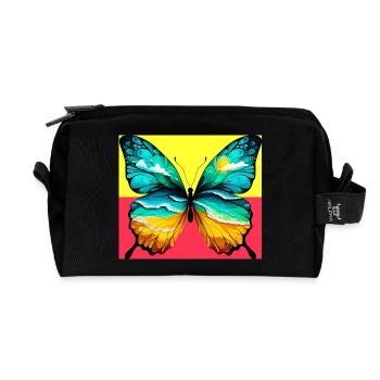 Schmetterling - Recycelte Kulturtasche - Schwarz - Vorne