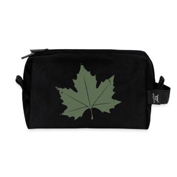 Feuille d’érable verte - Trousse de toilette en tissu recyclé - noir - Devant