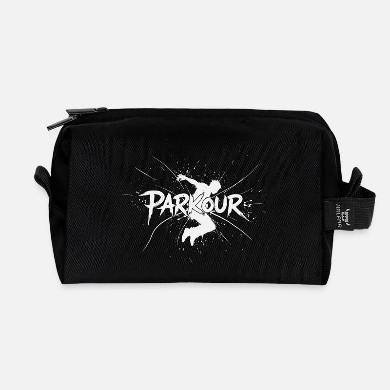 Parkour Freerunning - Recycled Toiletry Zip Bag - black