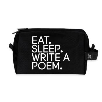 Eat Sleep Write a Poem - Recycled Toiletry Zip Bag - black - Front