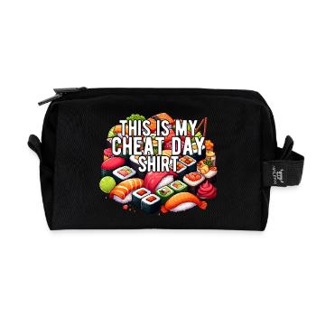 Cheat Day Sushi GYM Bodybuilding Ernährung Lustig - Recycelte Kulturtasche - Schwarz - Vorne