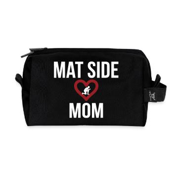 Mat Side Mom Herz Design - Recycelte Kulturtasche - Schwarz - Vorne
