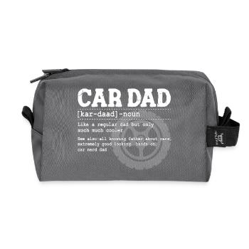 Fan de voitures Motif de roue de pneu Père Fête des Pères Papa - Trousse de toilette en tissu recyclé - anthracite - Devant