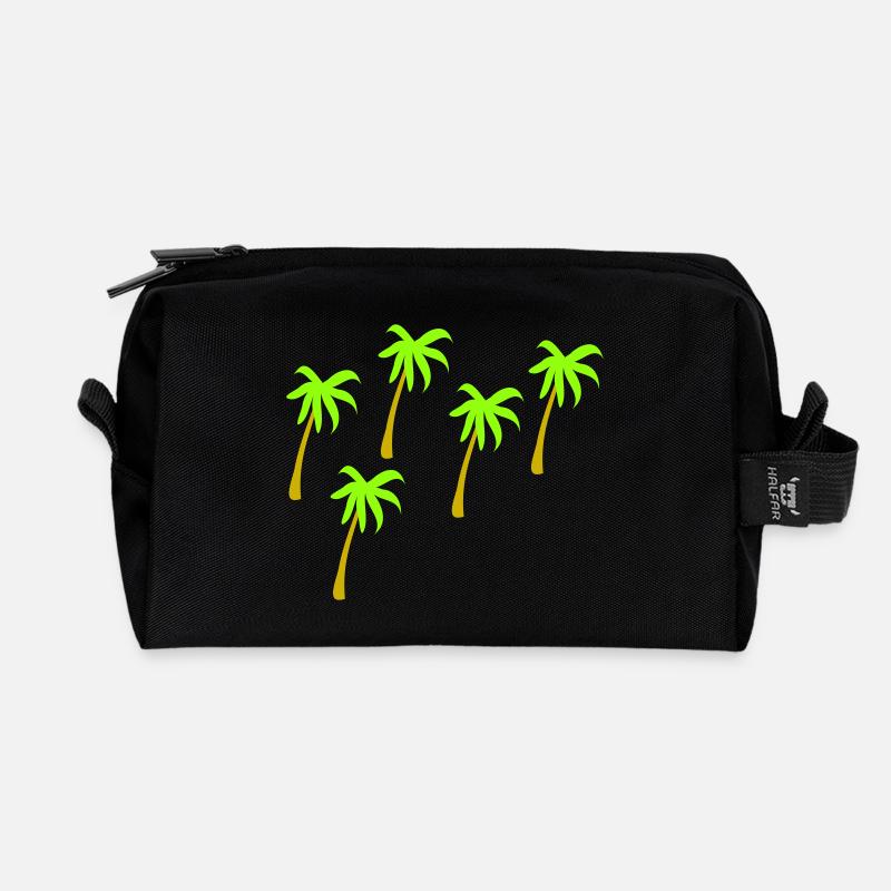 5 Palmen 2farbig - Recycelte Kulturtasche - Schwarz