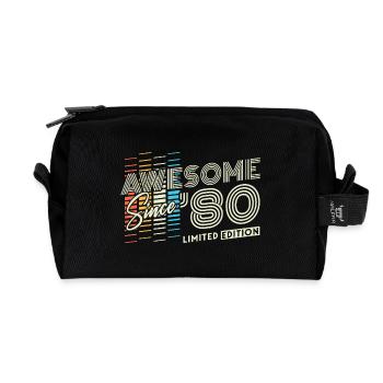 1980's Born Vintage Birthday Gift Retro - Recycled Toiletry Zip Bag - black - Front