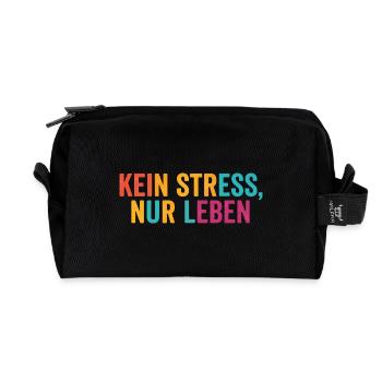 Kein Stress, einfach leben - Recycelte Kulturtasche - Schwarz - Vorne