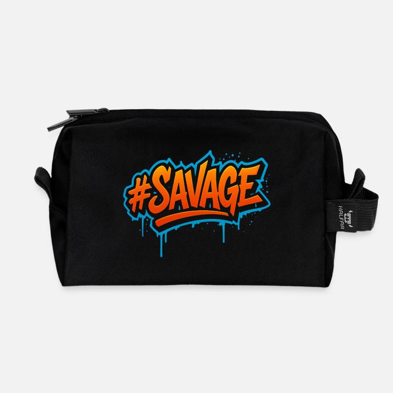 #SAVAGE Graffiti Design - Recycelte Kulturtasche - Schwarz