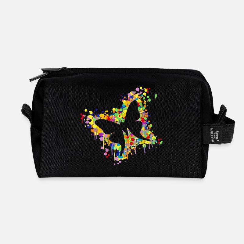 Schmetterling Splash - Recycelte Kulturtasche - Schwarz