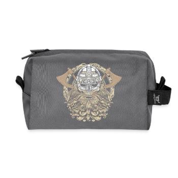 Viking head skull beard Valhalla Odin gift - Recycled Toiletry Zip Bag - anthracite - Front