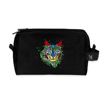 Couleur Cat | Pop Art | Chauve-souris chaton chats chaton - Trousse de toilette en tissu recyclé - noir - Devant