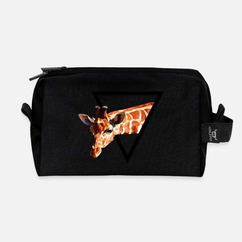 Giraffe - Recycled Toiletry Zip Bag - black