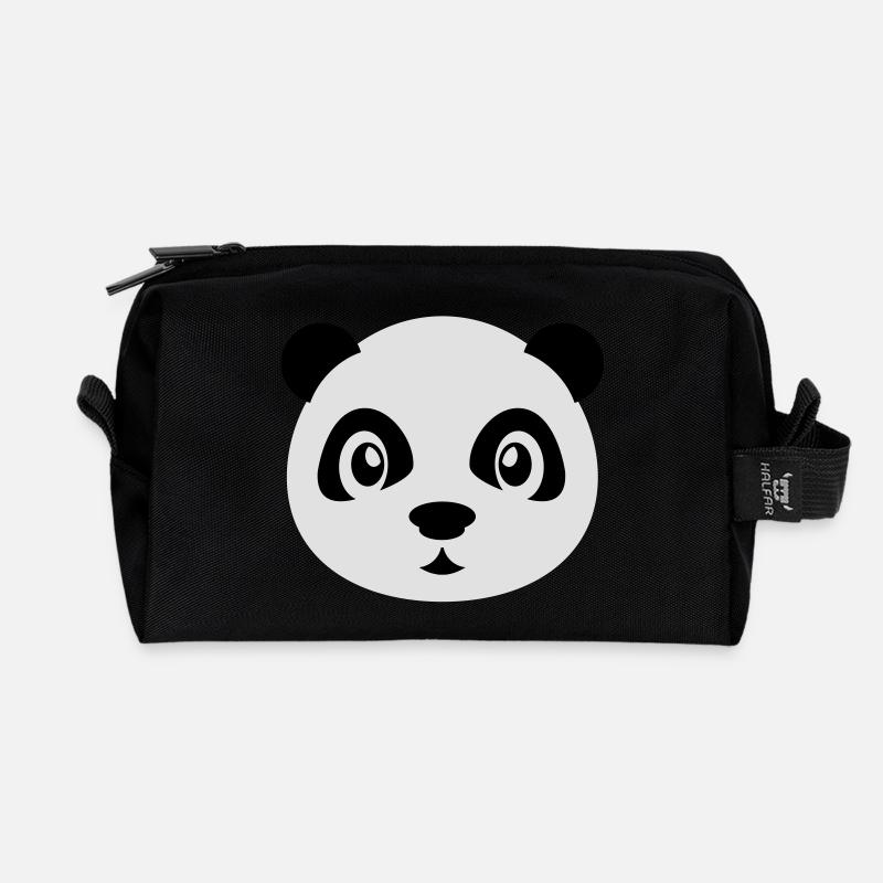 Cute panda with glasses - Nerd Panda Bär - Brille - Recycelte Kulturtasche - Schwarz