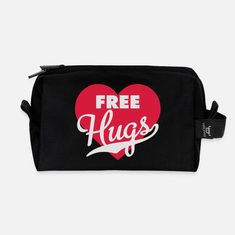 Free Hugs - Recycled Toiletry Zip Bag - black