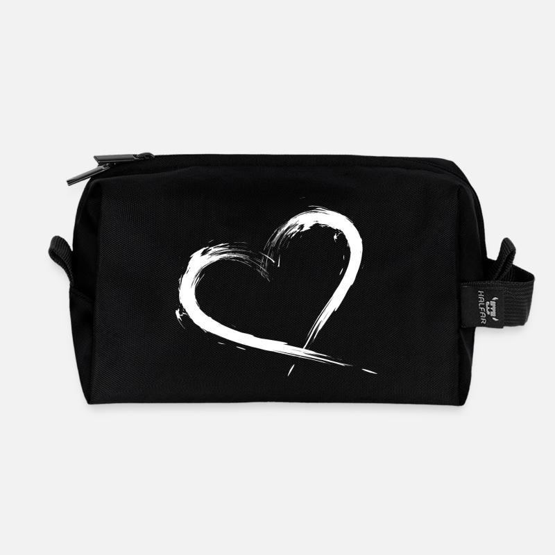 Herz Design Bürste Vektorgrafik - Recycelte Kulturtasche - Schwarz