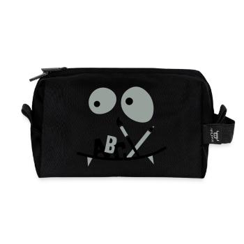 School child - monster face - First day of school - Recycled Toiletry Zip Bag - black - Front