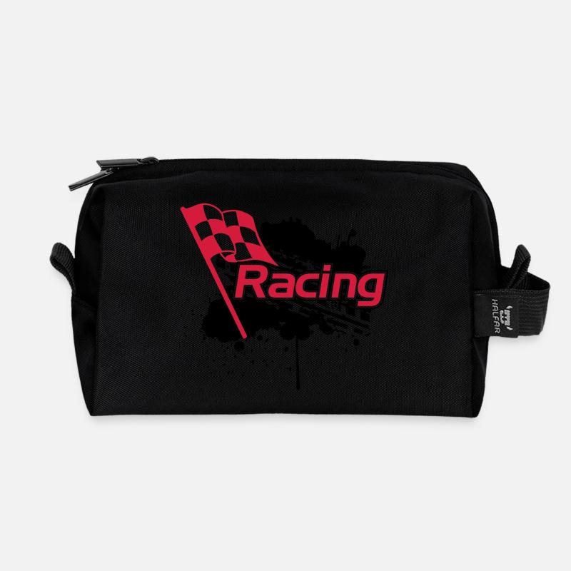 Racing - Recycelte Kulturtasche - Schwarz