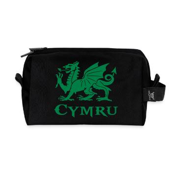 flag of Wales cymru red dragon Welsh Dragon - Recycled Toiletry Zip Bag - black - Front