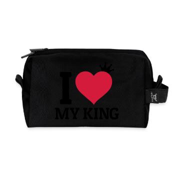 I love my King - Recycled Toiletry Zip Bag - black - Front