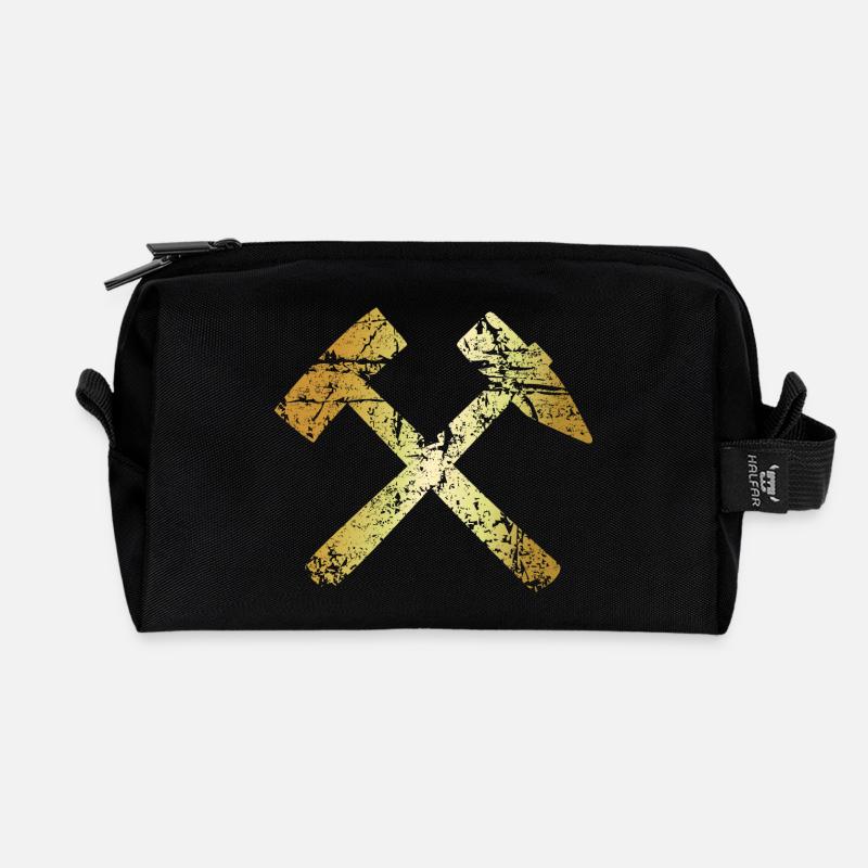 Schlägel und Eisen Bergmannszeichen (Grunge Look) - Recycelte Kulturtasche - Schwarz