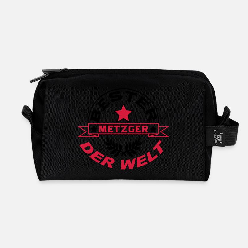 Metzger / Backer / Butcher / Baker / Vati - Recycled Toiletry Zip Bag - black