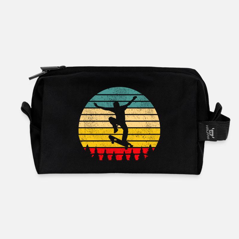 Skater Skateboard - Recycelte Kulturtasche - Schwarz