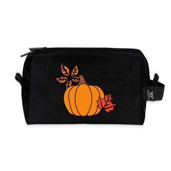Autumnal pumpkin with leaves – Cozy Vibes - Recycled Toiletry Zip Bag - black - Front
