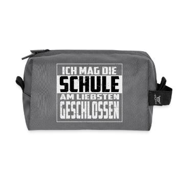 Ich mag die Schule, am liebsten Geschlossen - Recycelte Kulturtasche - Anthrazit - Vorne