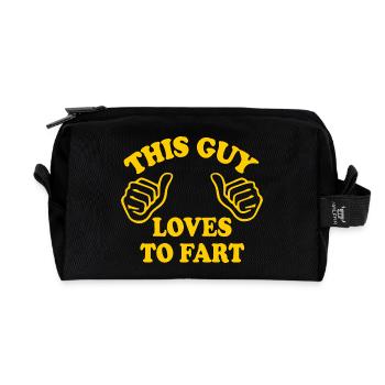 This guy loves to fahrt - Trousse de toilette en tissu recyclé - noir - Devant