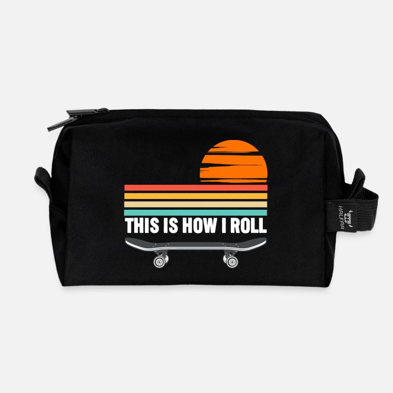 Skateboarden So rolle ich - Recycelte Kulturtasche - Schwarz
