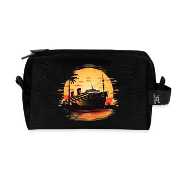 Going on a boat trip - Recycled Toiletry Zip Bag - black - Front