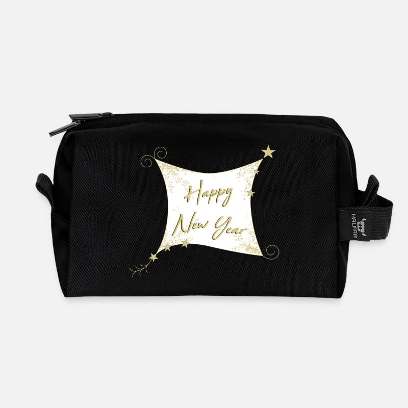 HAPPY NEW YEAR - Recycelte Kulturtasche - Schwarz