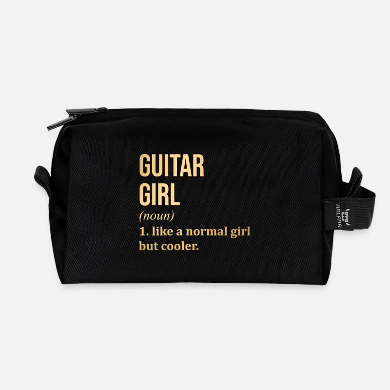 Guitar - Recycled Toiletry Zip Bag - black