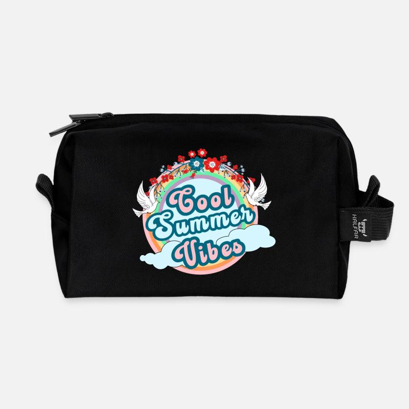 Cool Summer vibes, summer jitters - Recycled Toiletry Zip Bag - black