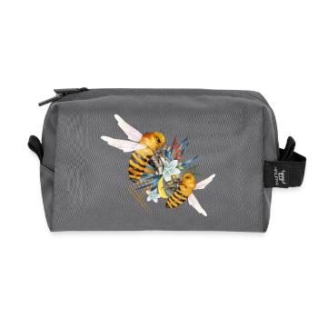 zwei fliegende Bienen von Hand gezeichnet - Recycelte Kulturtasche - Anthrazit - Vorne