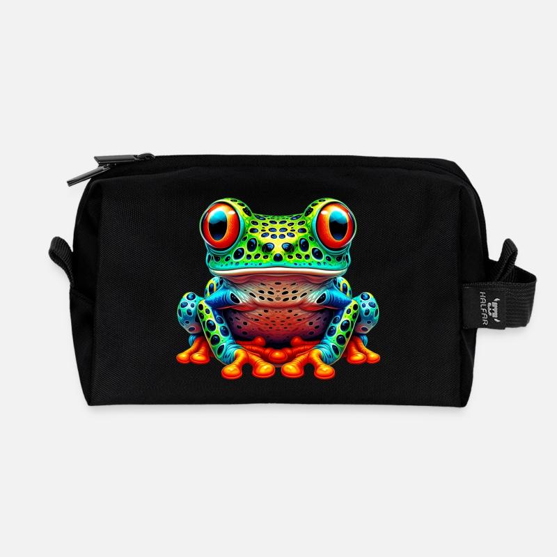 Frosch - Recycelte Kulturtasche - Schwarz