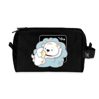 Dog Korean - Japanese Style 03 - Recycled Toiletry Zip Bag - black - Front
