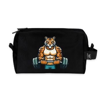 TIGER FITNESSSTUDIO - Recycelte Kulturtasche - Schwarz - Vorne