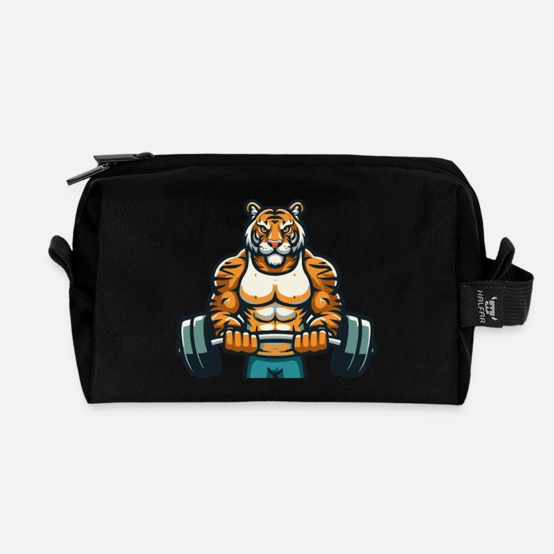 TIGER FITNESSSTUDIO - Recycelte Kulturtasche - Schwarz