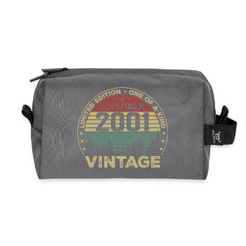 November 2001 Vintage Gift - Born November 2001 - Recycled Toiletry Zip Bag - anthracite - Front