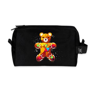 Ours en pain d’épice sucré – Design festif de Noël - Trousse de toilette en tissu recyclé - noir - Devant